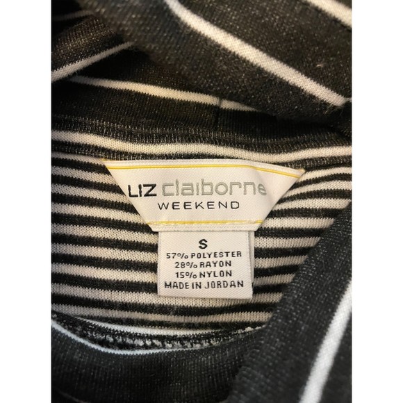 Liz Claiborne Weekend - Black and White Stripe Cowl Neck Top - Sz S - Picture 6 of 9